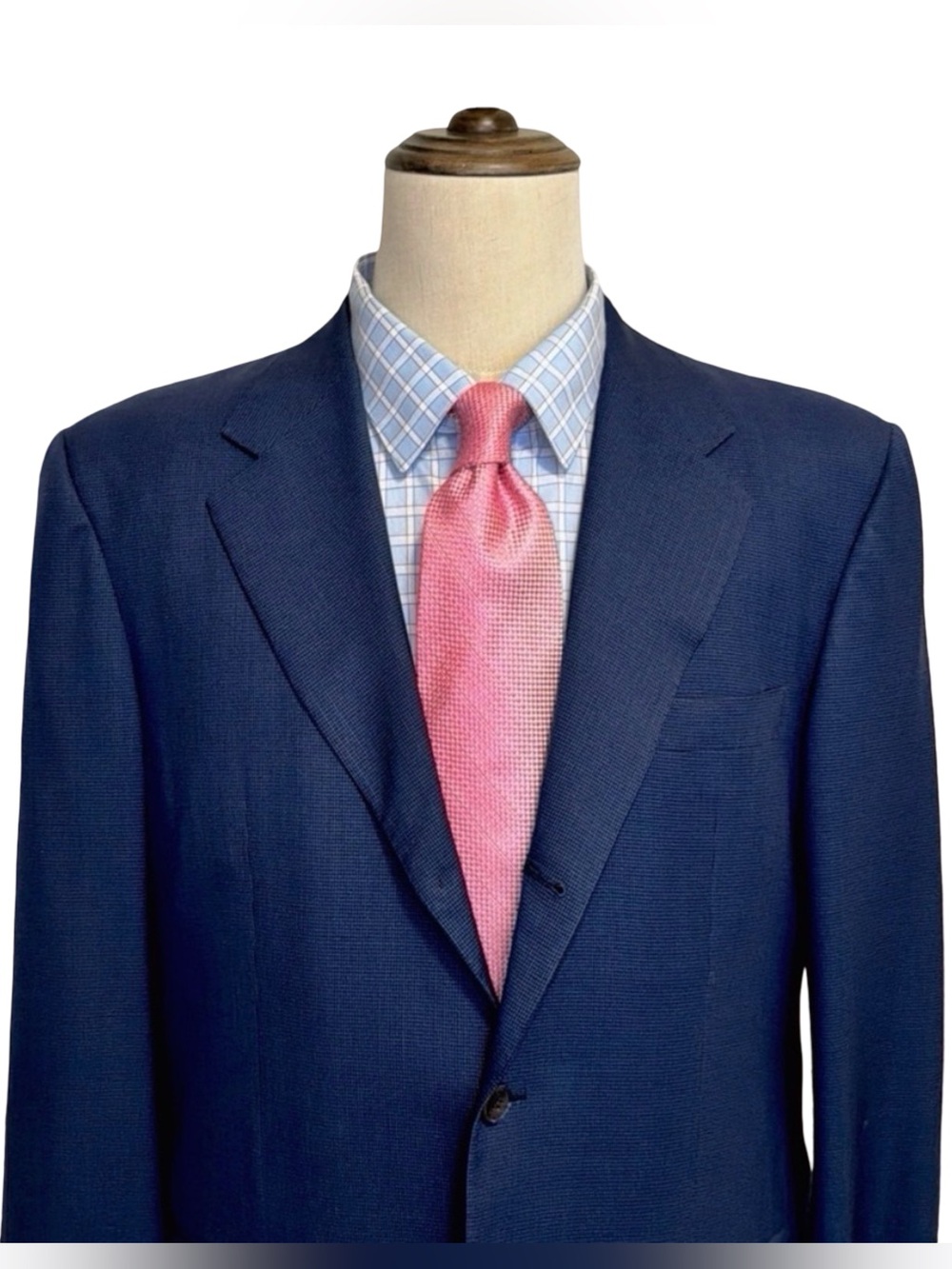 Bijan Men’s Navy Micro-Check Suit | Super 100’s Wool | Luxury Italian Tailoring - Picture 5 of 13